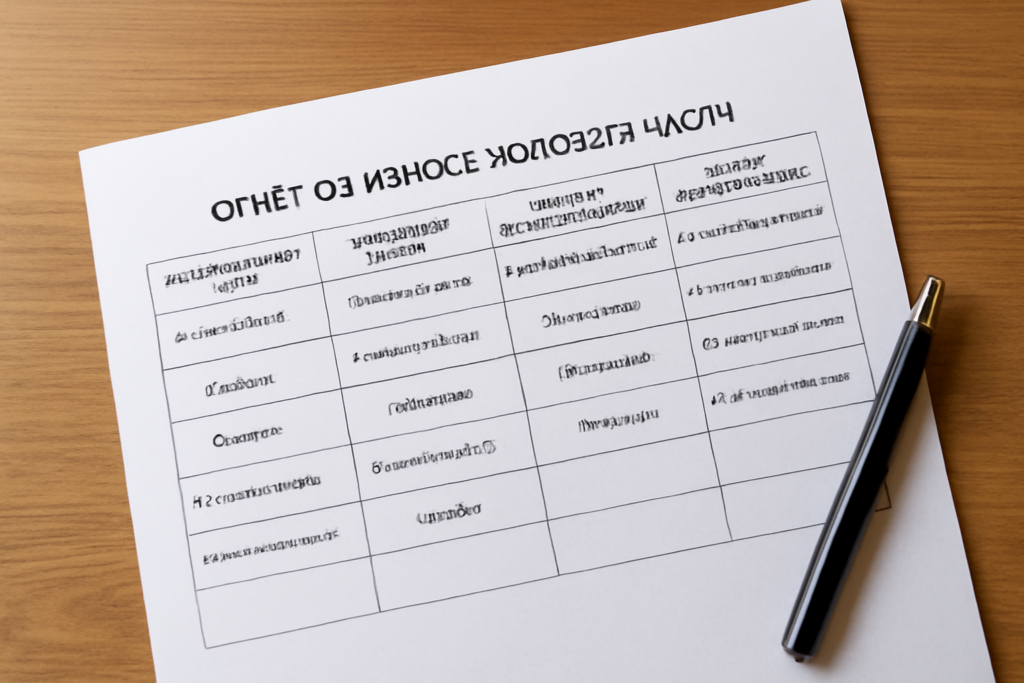 Шаблон отчёта об износе ходовой части в Excel